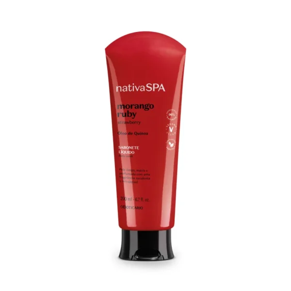 O Boticário Nativa Spa Sabonete Líquido Corporal Morango Ruby 200ml