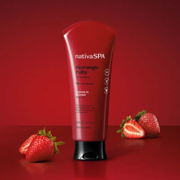O Boticário Nativa Spa Sabonete Líquido Corporal Morango Ruby 200ml - Imagem 2