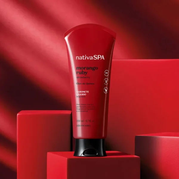 O Boticário Nativa Spa Sabonete Líquido Corporal Morango Ruby 200ml - Imagem 4