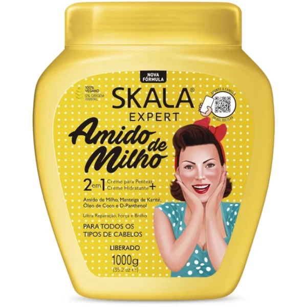 Skala Expert Creme de Tratamento Condicionador 2 em 1 Amido de Milho 1000gr