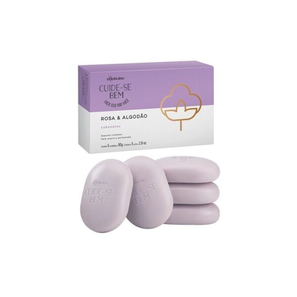 O Boticario - Cuide-se Bem Sabonete em Bara Rosa e Algodão 5x80g