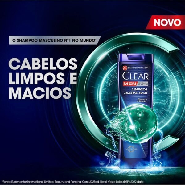 Clear - Shampoo Anticaspa Clear Men Limpeza Diária 2 em 1 200ml - Imagem 5