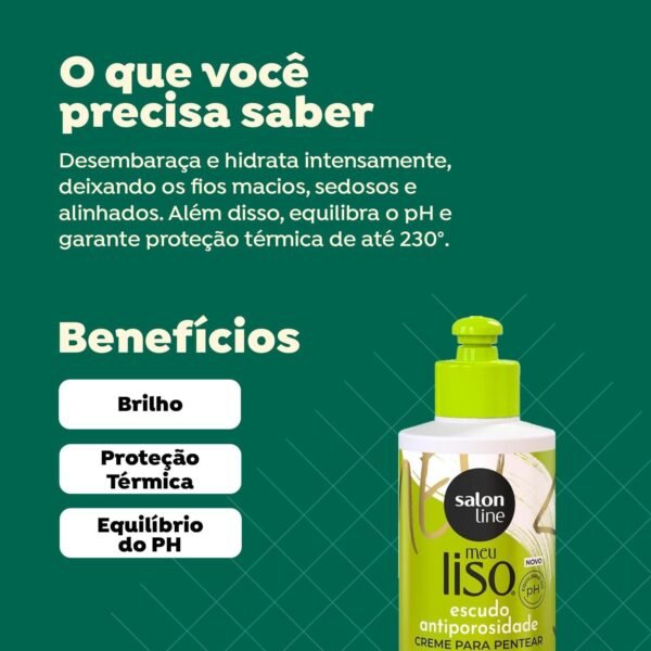 Salon Line - Meu Liso ESCUDO ANTIPOROSIDADE Creme p/ Pentear 250ml - Imagem 3